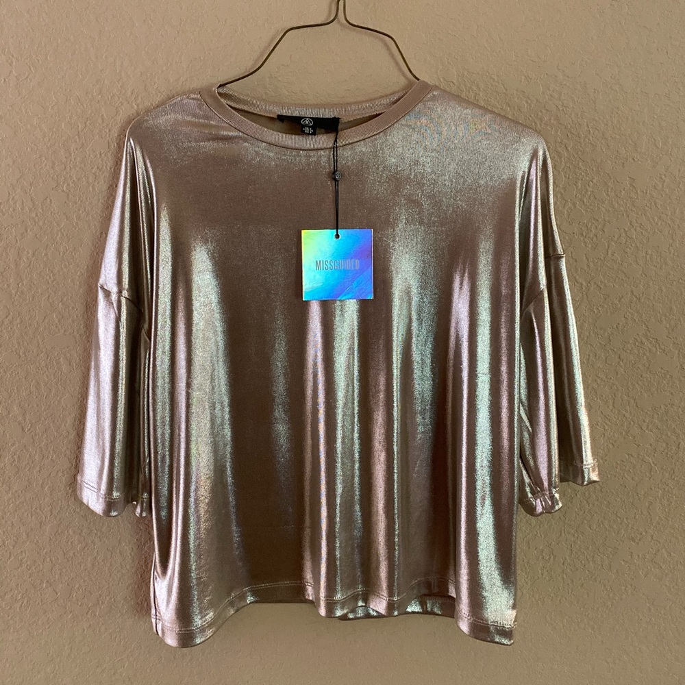Missguided gold Champagne metallic top